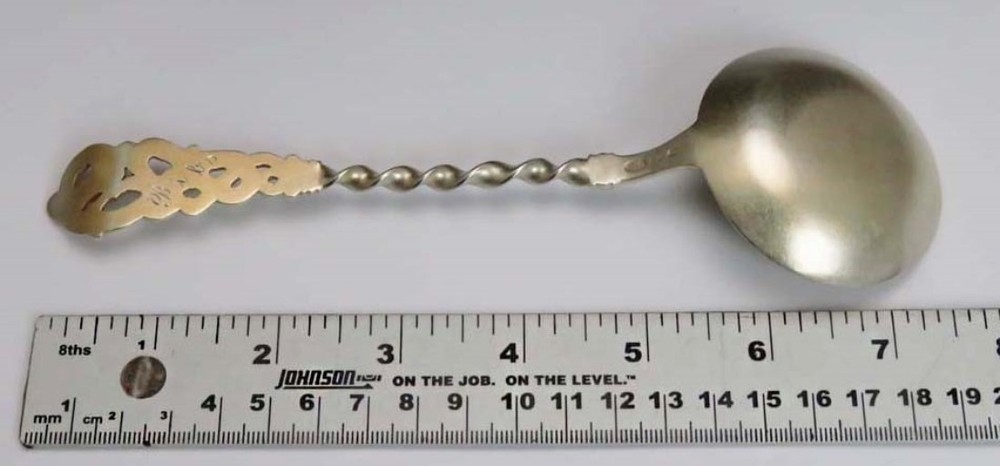 1901 Antique Danish 826 Silver Dragon Handle “Bibs” Serving Spoon