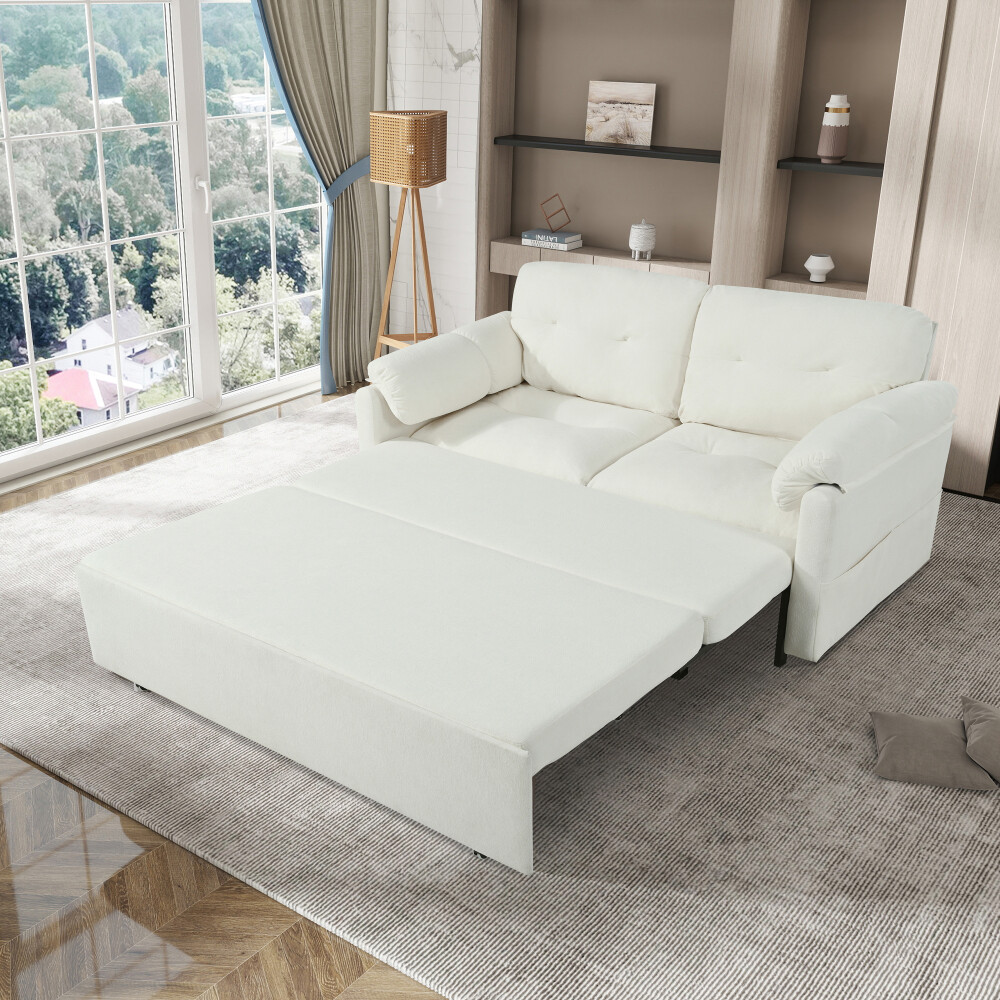 Convertible Pull Out Sofa Bed Queen Size Multi-Functional Chenille Loveseat Sofa