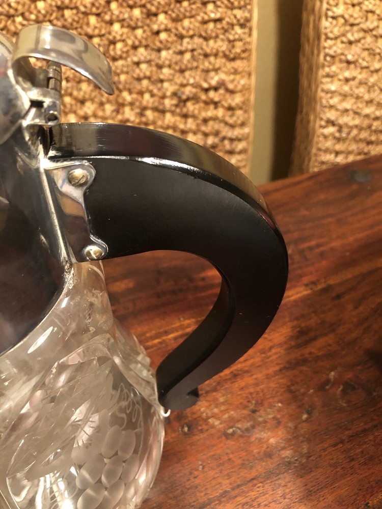 2 Crystal & Silver Plate Pitcher With Cooler Insert And Other Crystal Pitcher