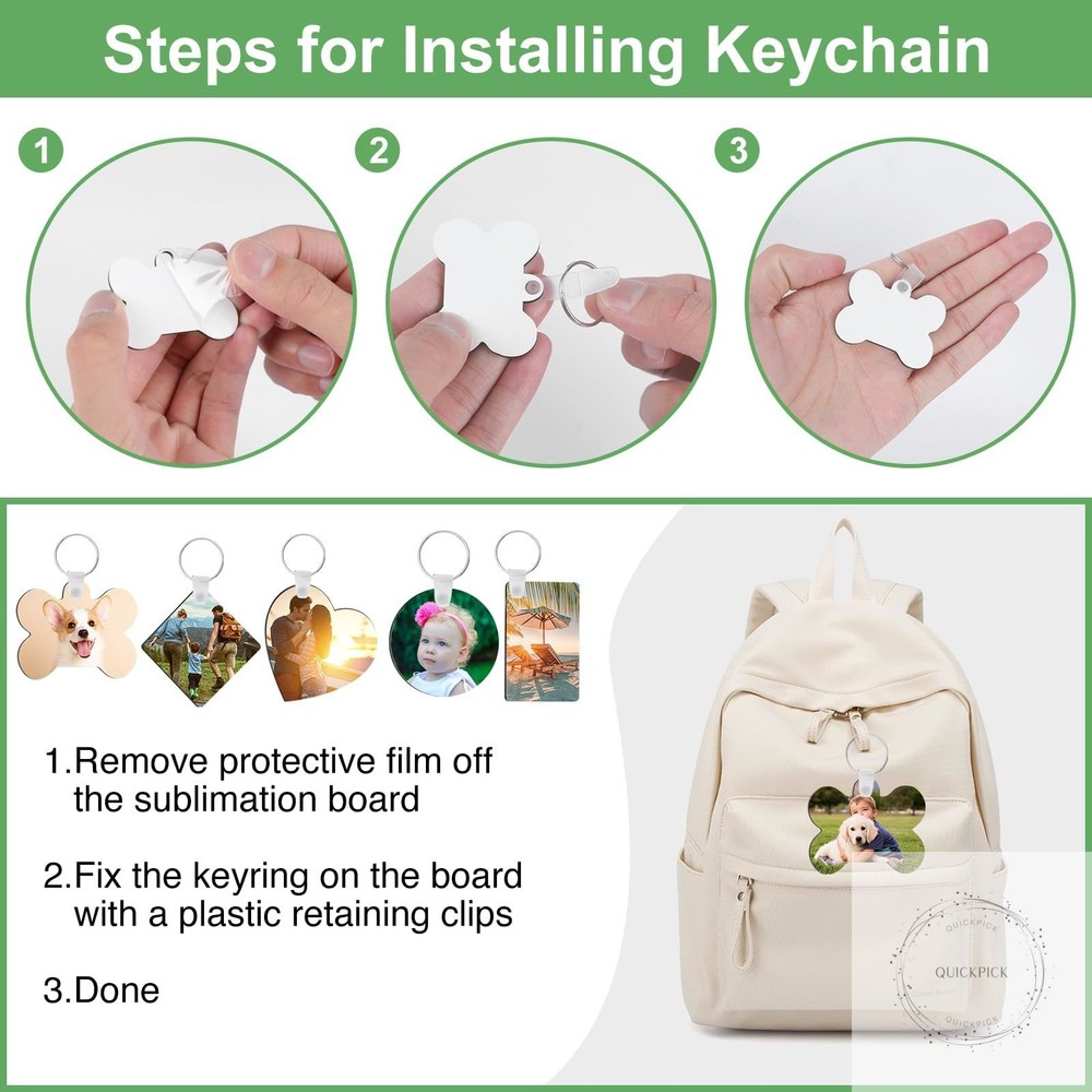 135Pcs Sublimation Keychain Blanks Bulk,MDF Keychain Double Sided Heat Transfer