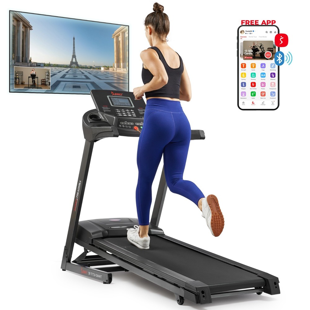New Bluetooth Shock Absorption Treadmill with Auto Incline Foldable Pulse Sensor