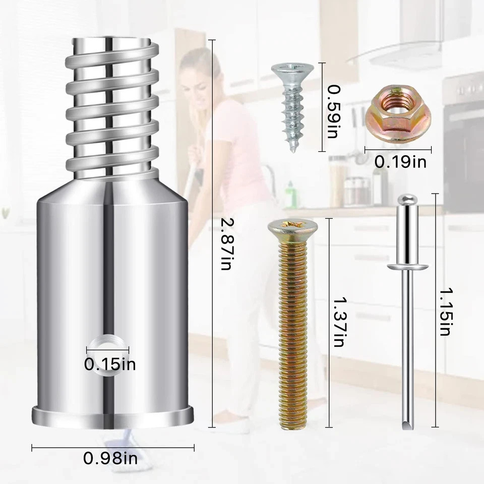 Elesunory 6Pcs Threaded Tip Replacement, Broom Handle Threaded End, Ultra Thr...