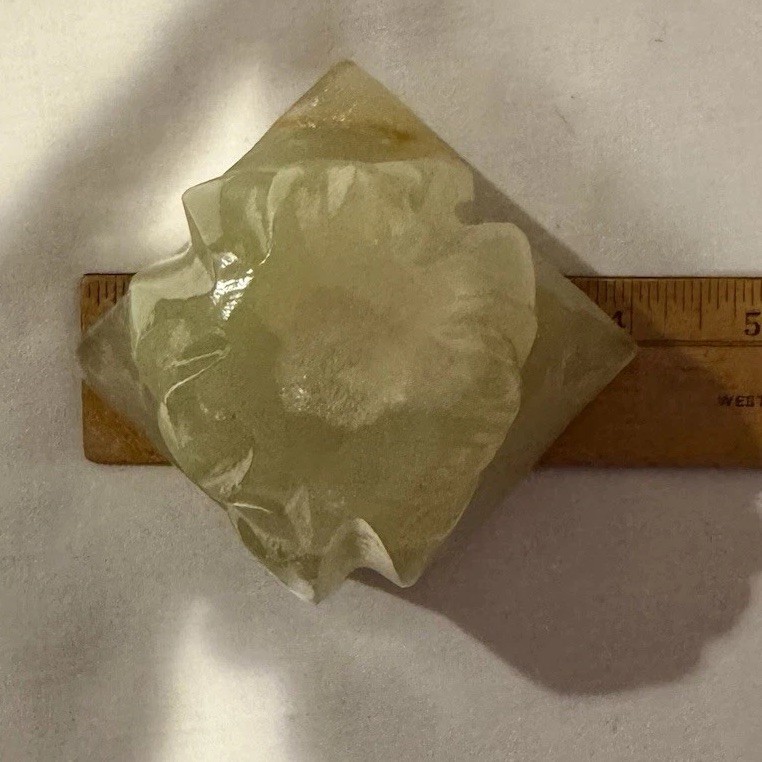 2 Rose Shaped Marble Candle Holders Slag