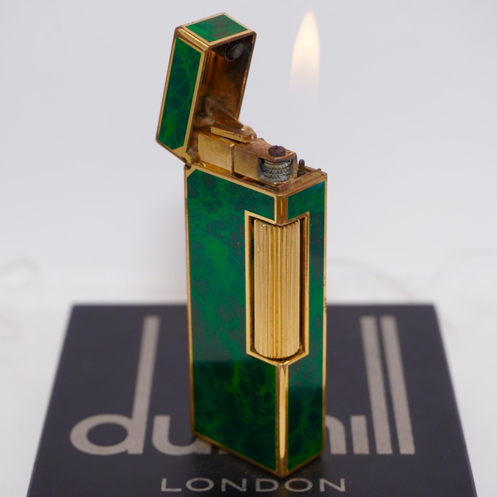 Dunhill Rollagas Lighter_Green Shell-Ultrasonically cleaned_Working
