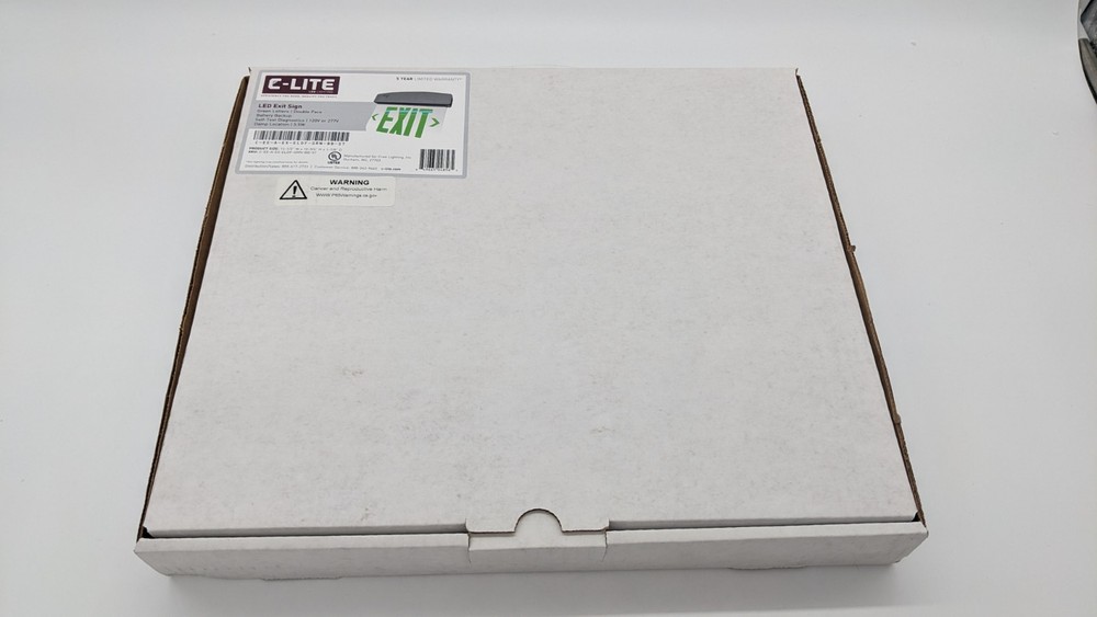 CREE Lighting C-LITE C-EE-A-EX-ELDF-GRN-BB-ST 13" LED Lighted Exit Sign - Clear