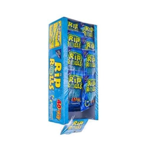 Rip Rolls Blue Raspberry, 24 Count (SUGAR CANDY - REGULAR SIZE)