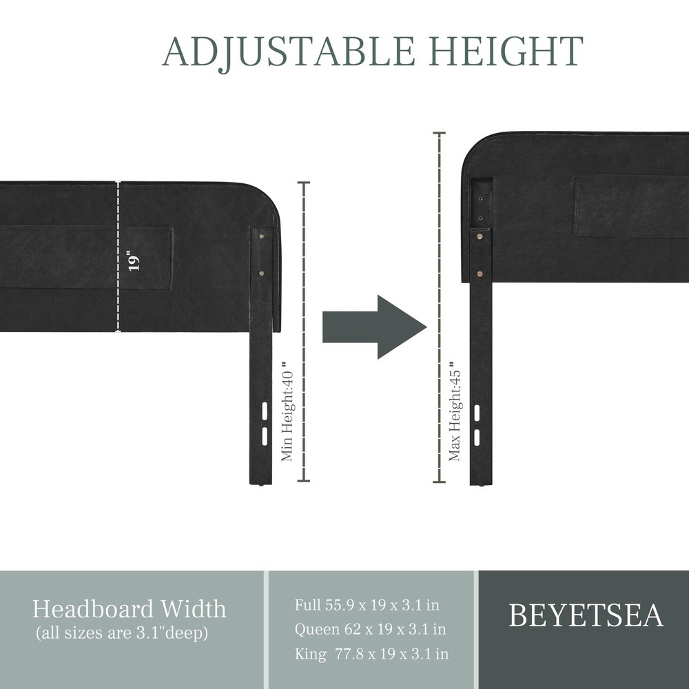 Beyetsea Tufted Upholstered Full Size Headboard only - Button Solid Wood Head...
