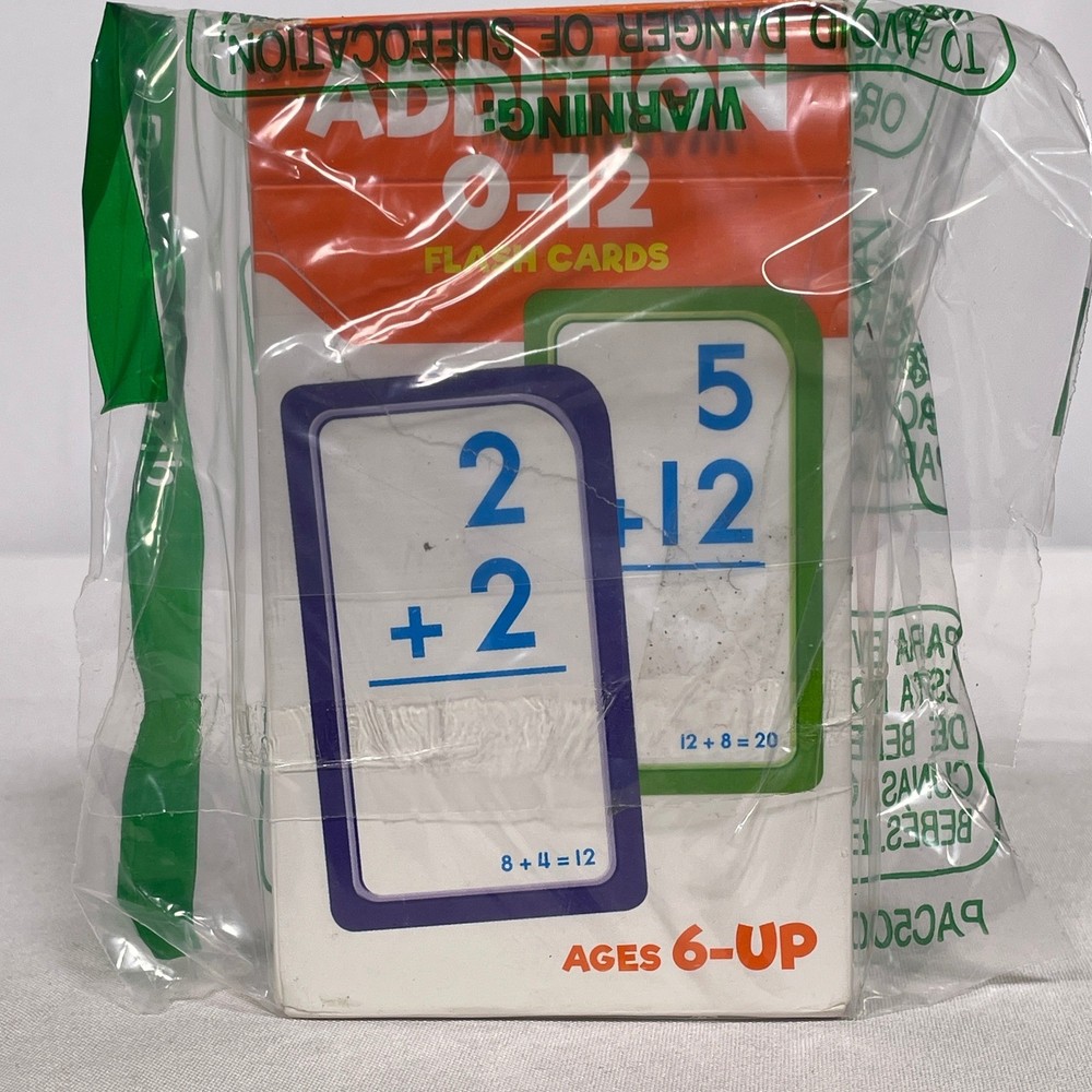Addition 0-12 Flash Cards Elementary Math Learning for Ages 6-Up New Sealed