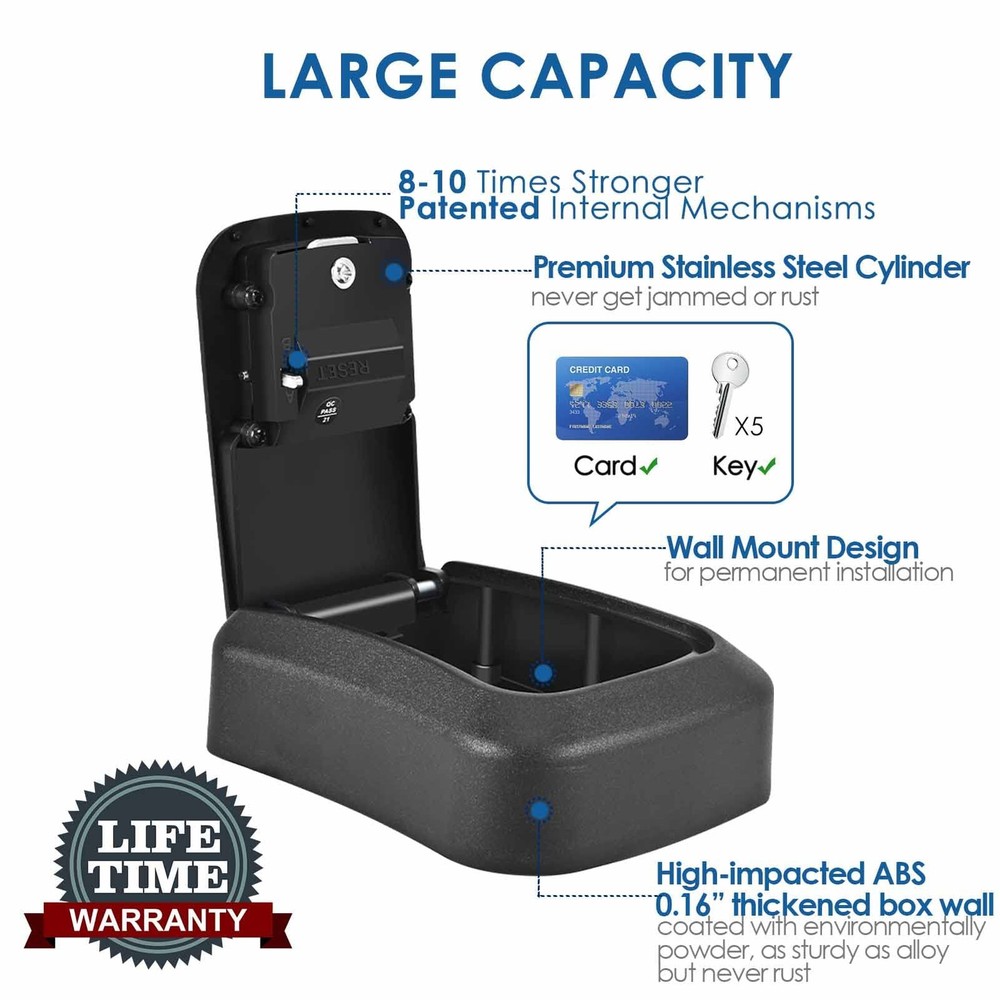Key Lock , Wall Mount 4 Digits Combination Lockbox Outside, Waterproof Outdoo...