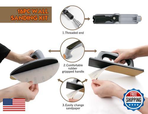 ROLLINGDOG Drywall Hand Sander - Radial Rectangular Sander with Threaded Exte