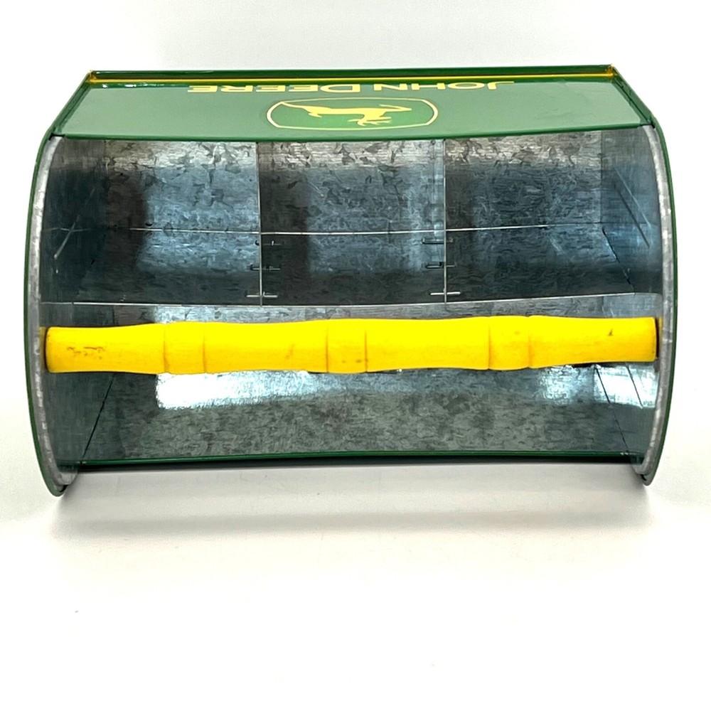 John Deere Licensed Tin Caddy Box Wooden Handle Tool Utensil Compartments