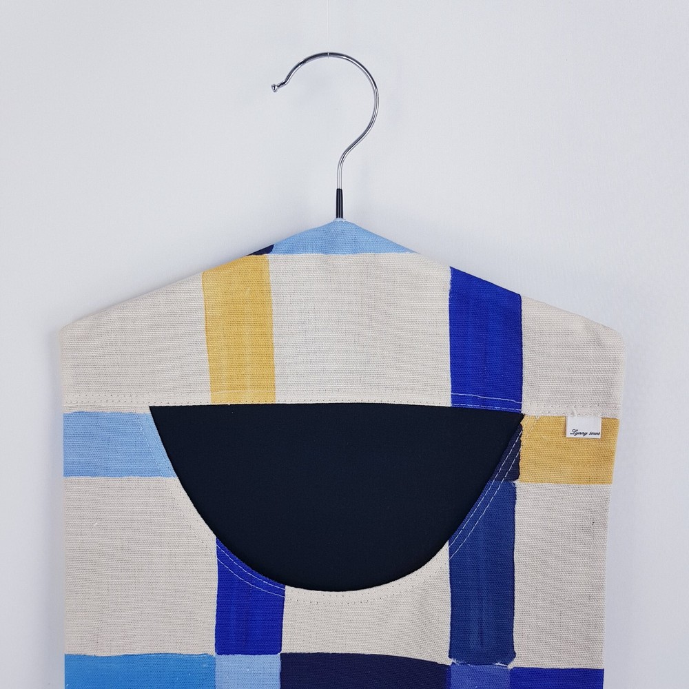Peg Bag Handmade Cream Blue Painted Stripes Lined Laundry Clothes Peg Holder