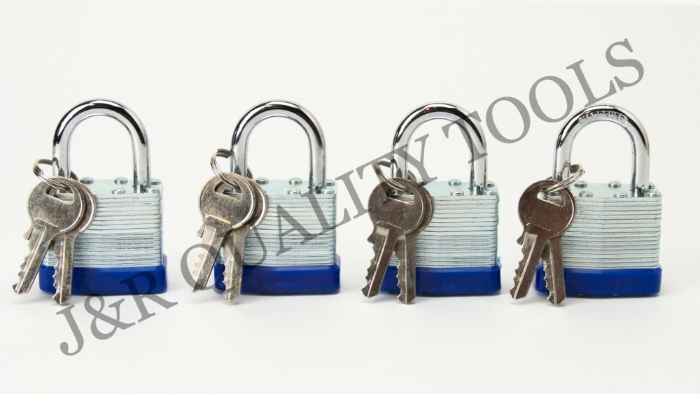 4 PC Pack of Small Laminated Pad Lock 30mm Size Padlock Security Set Keyed Alike
