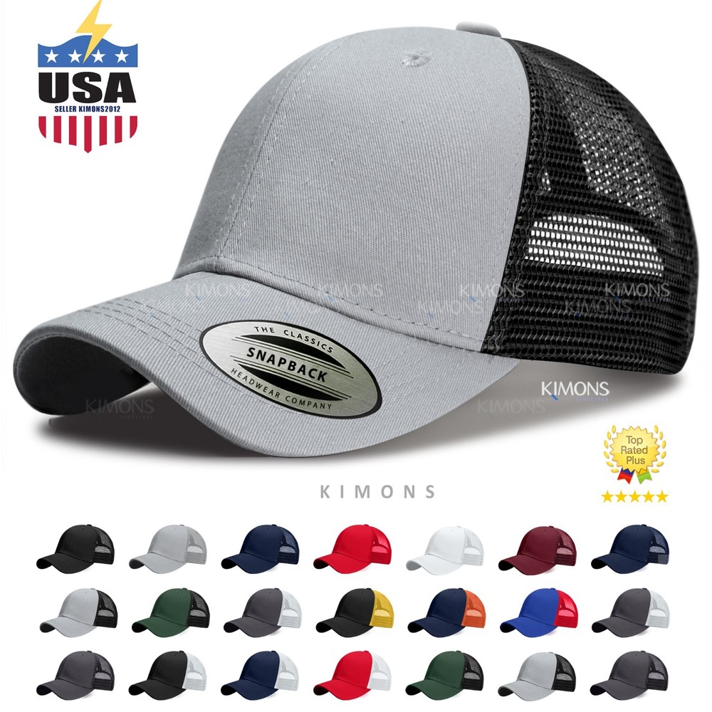 Premium Mesh Trucker Hat Solid Plain Snapback Baseball Cap Blank Cotton Army