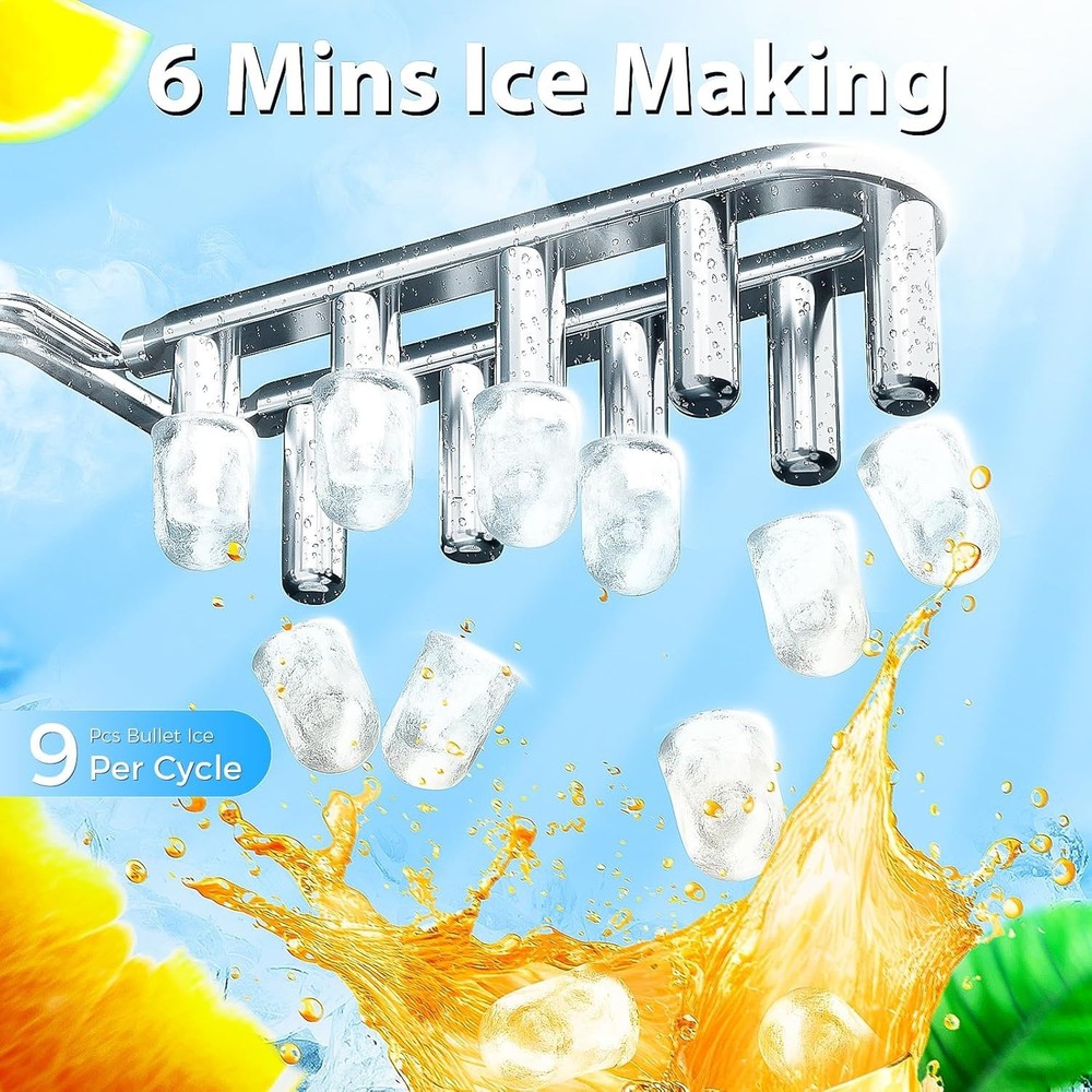 Efficient Portable Ice Machine - 1L Capacity, Automatic Cleanup, Energy-Saving