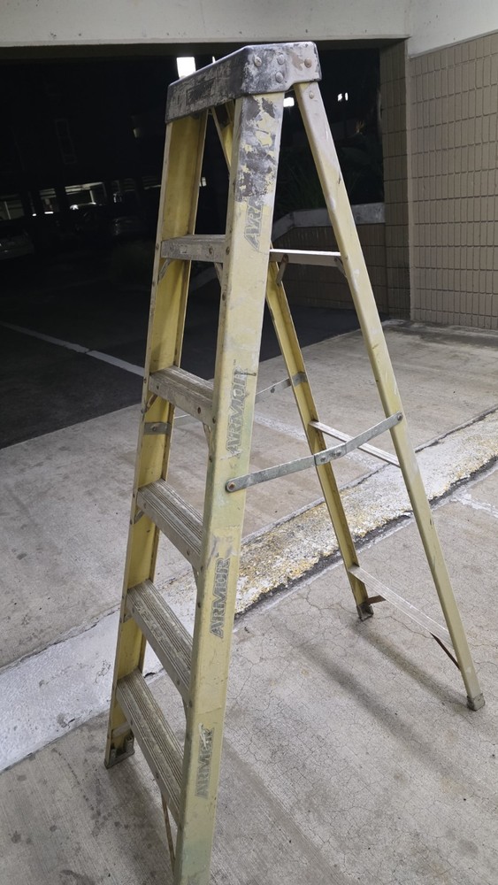 ARMOR 6ft Folding Step Ladder 250lb Capacity Yellow