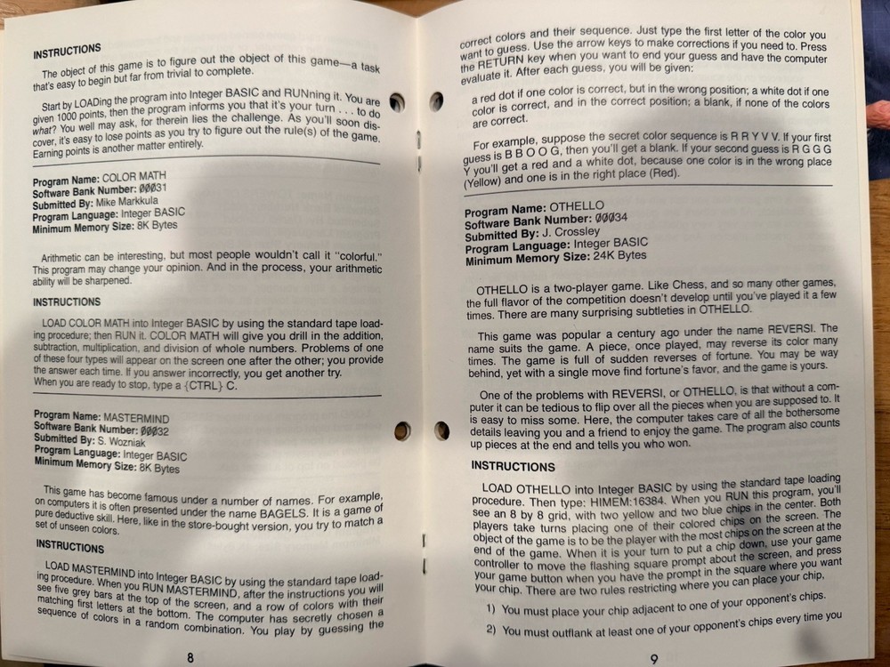 1978 Apple Software Bank Contributed Programs Vol 1&2 Vintage Book