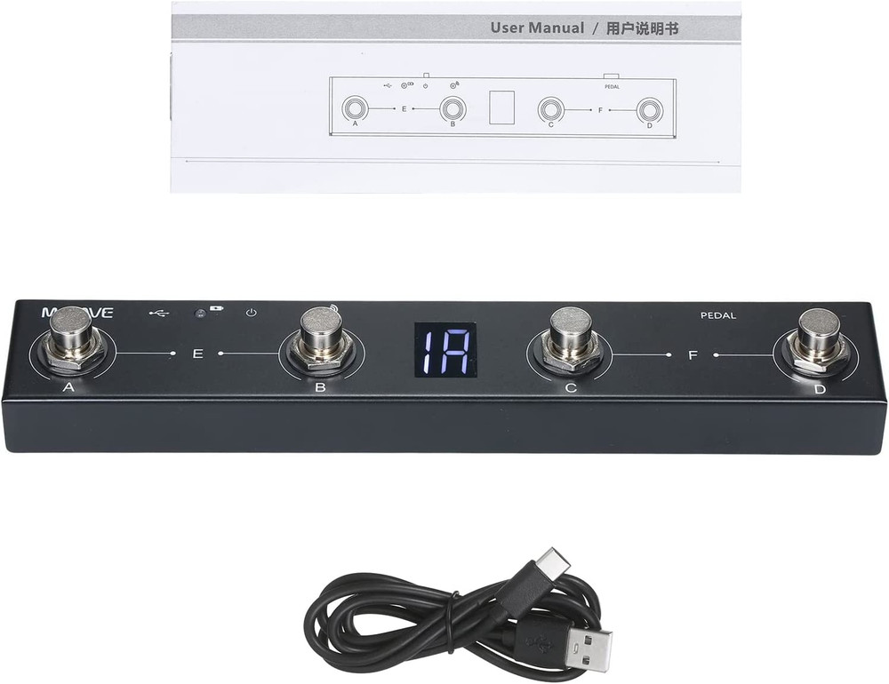 BT MIDI Foot Controller Wireless MIDI Controller Rechargeable 4 Buttons Pedal AP