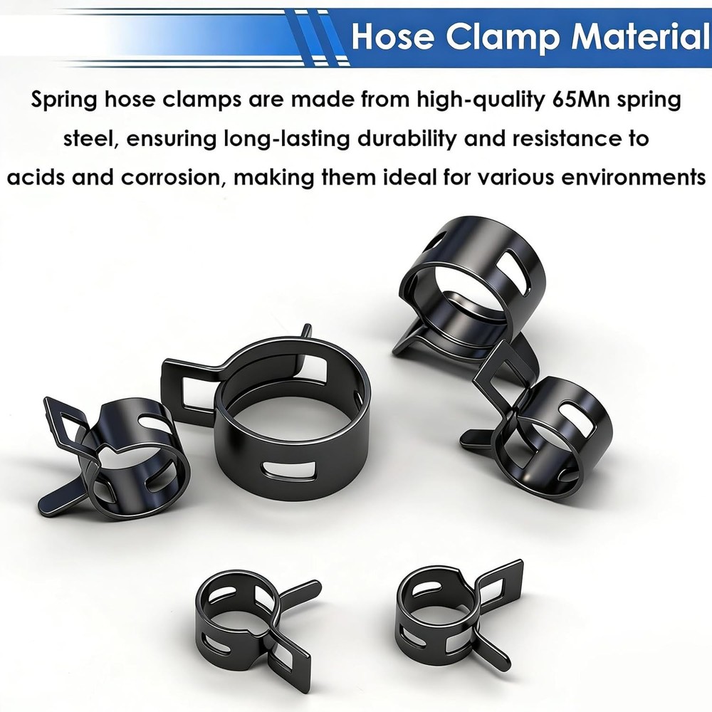 Spring Hose Clamps 8 Sizes 7-18mm Kit