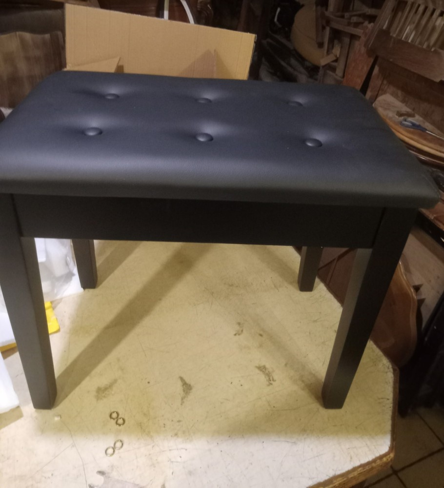 Black Button Vanity Bench / Piano Bench