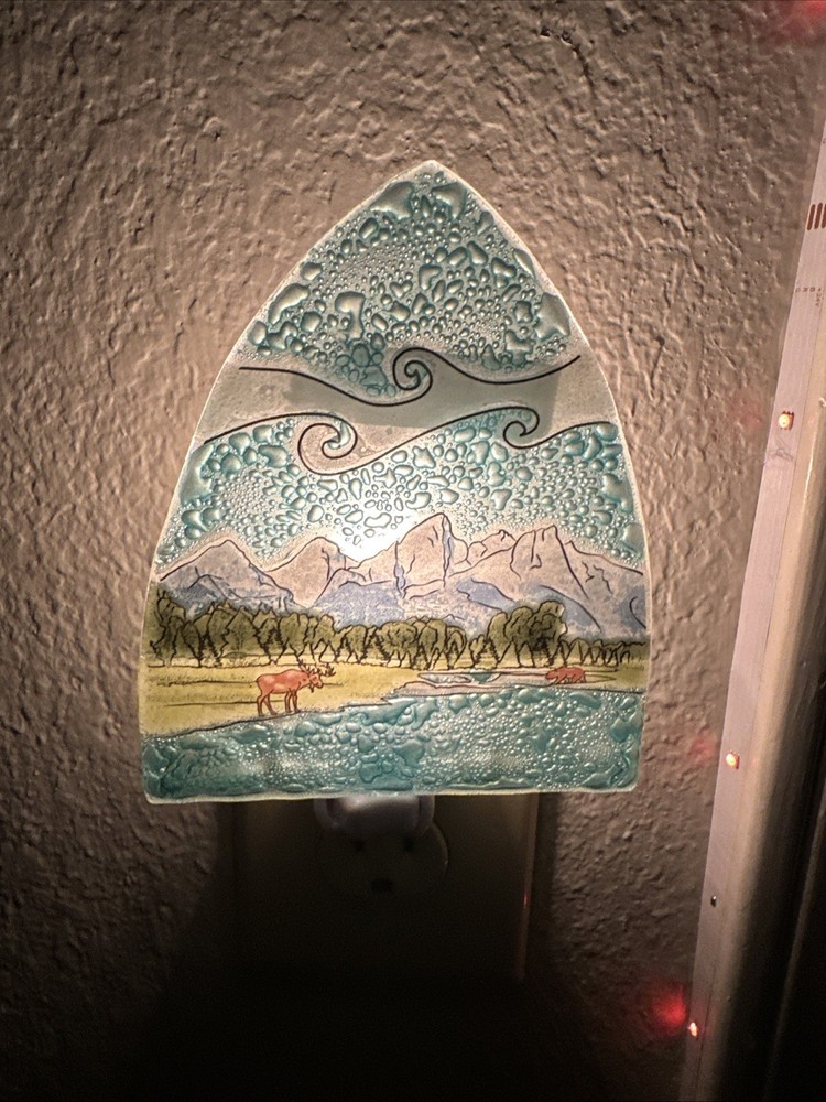 Artisan Made Glass Night Light Mountain River Ecuador
