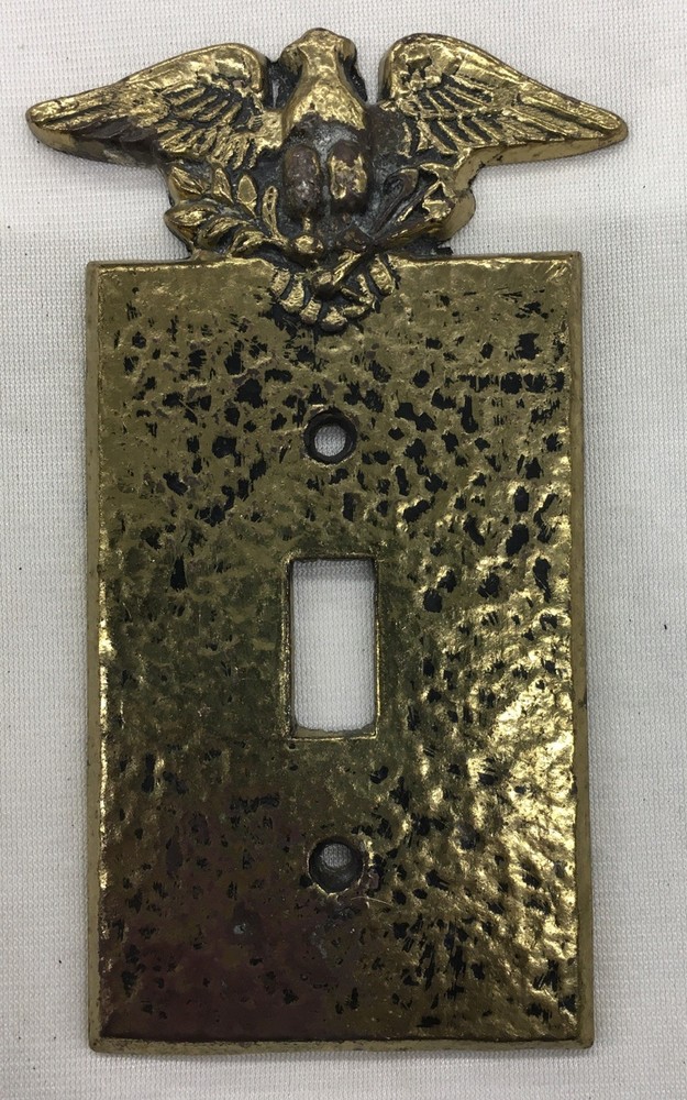 Hammered Brass Eagle Light Switch Cover Plate (C-5)