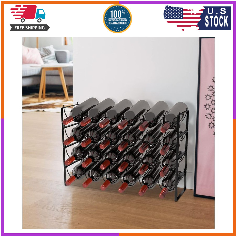 4 Tier Wine Rack, 3-In-1 24 Bottles Wine Storage, Wine Bottle Rack Stackable, Wi