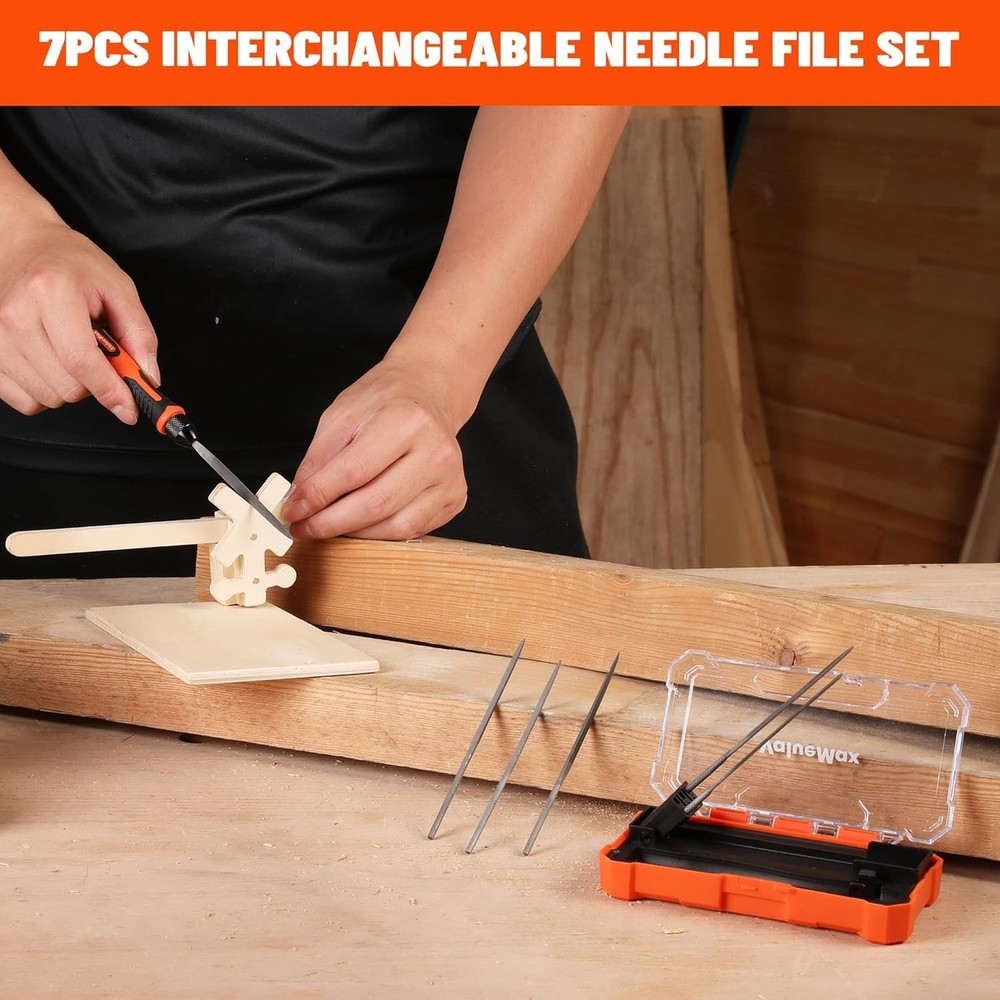 7PCS Interchangeable Needle File Set, Small File Set Includes Flat, Flat Ward...