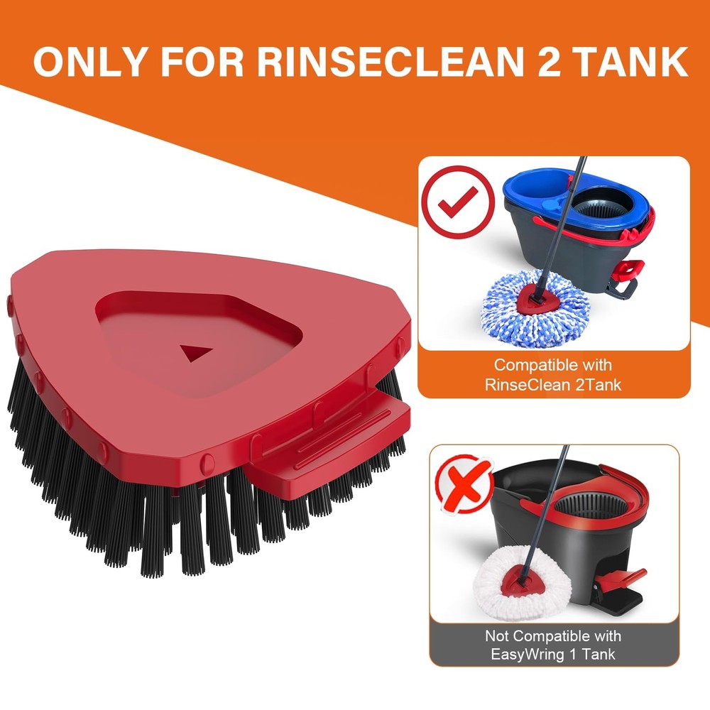 Spin Mop Scrub Brush 2 Pack, Upgraded For , Tile Floors, Red