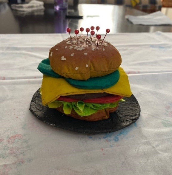 Handmade Hamburger Pincushion – Unique, Fun, and Artistic