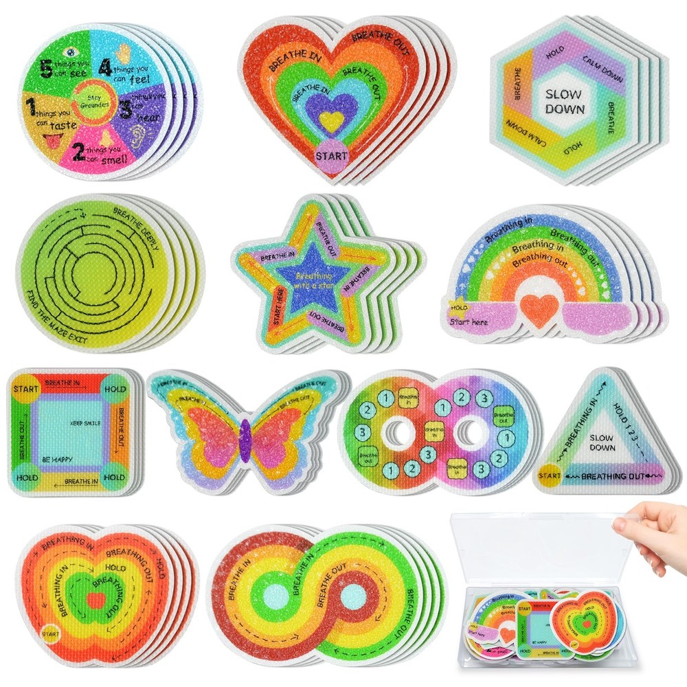 48 Pcs Sensory Strips Set – Anxiety Sticker Kit with Different Textures, 2 Te...