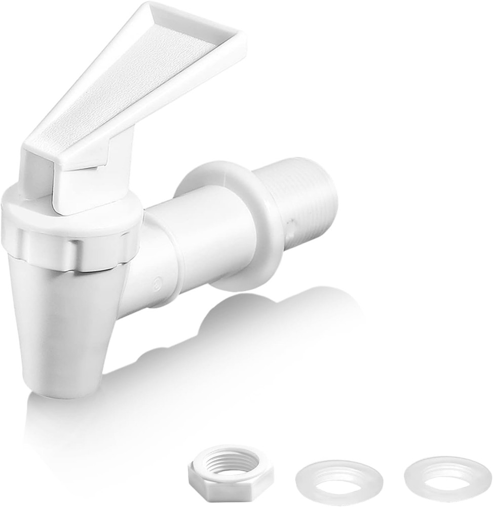 2pcs Replacement Cooler Faucet, Plastic Water Dispenser Tap Set, White