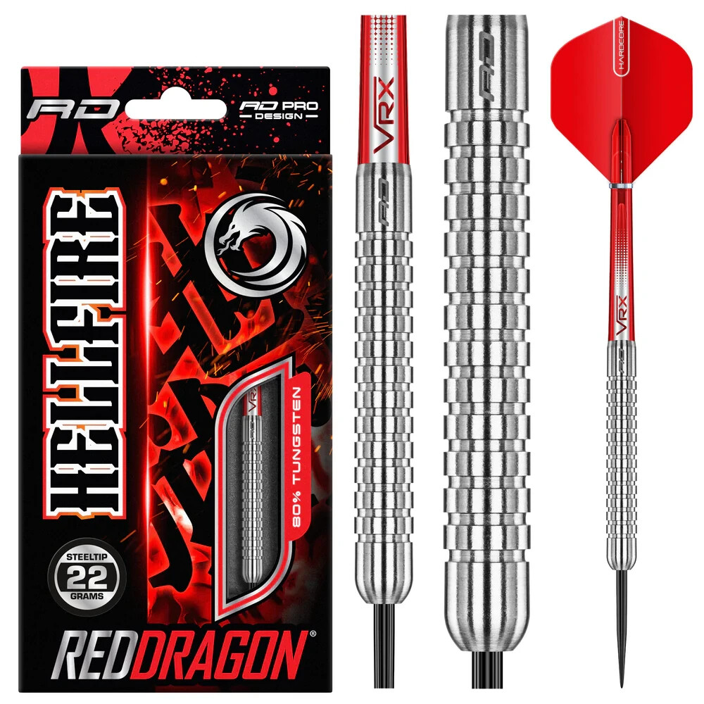 Steel Tip Darts HELLFIRE 22 gram 80% Tungsten With Accessories
