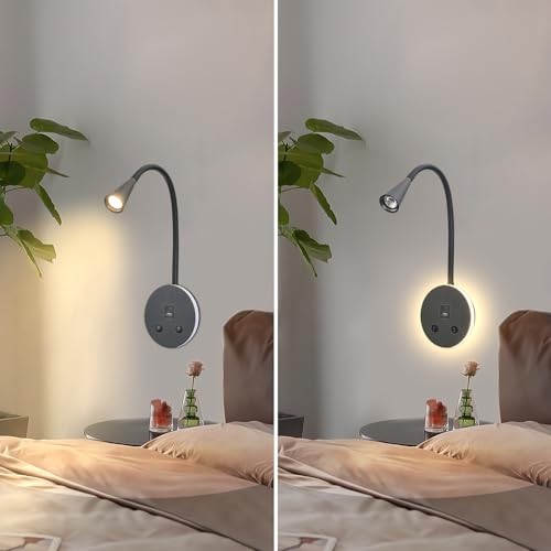 Book Lights for Reading at Night, LED Wall Mounted Reading Light, Black