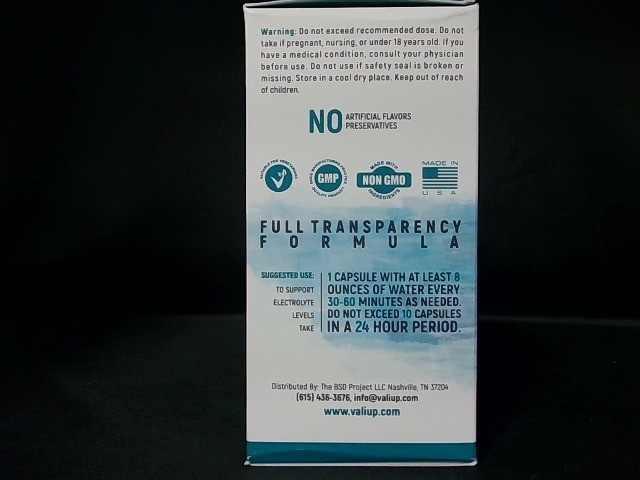 VALI Electrolyte Salts Rapid Oral Hydration Replacement Support - 120 Veg. Caps