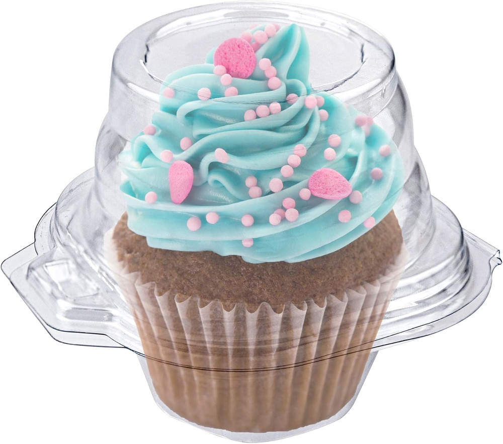 Individual Cupcake Containers, 50 Pack, Cupcake Holder with Lid, Plastic Single