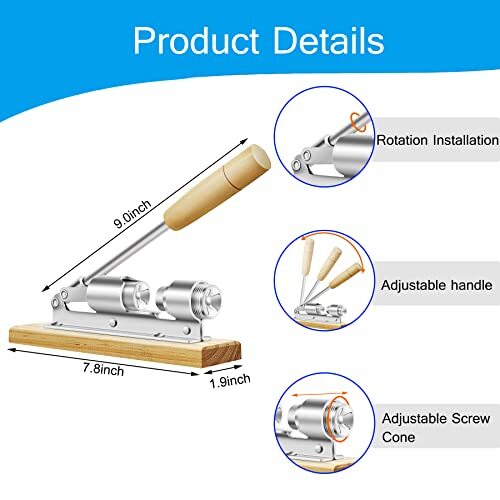 Heavy Duty Pecan Nut Cracker Tool Wood Base with Handle, Adjustable Nut Cracker