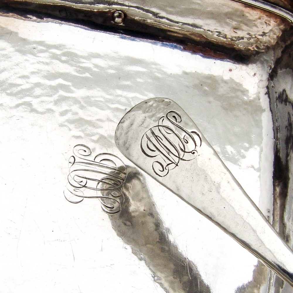 Hammered Butter Dish Knife Set Gorham Sterling Silver Mono MDS