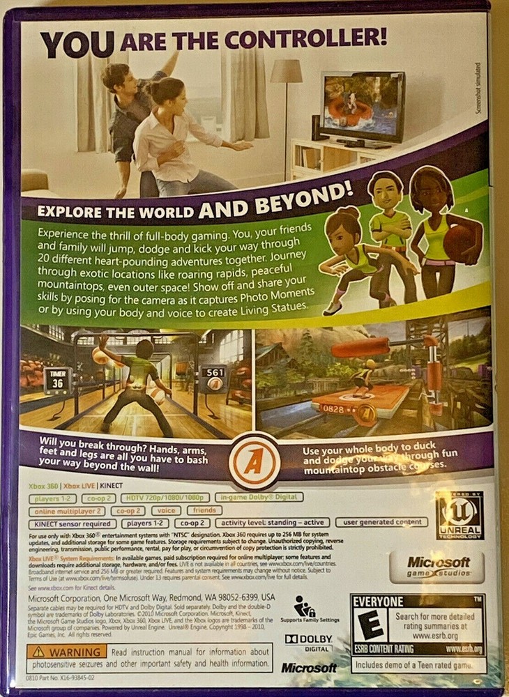 Microsoft XBOX 360 Kinect Motion Sensor 1 Game Kinect Adventures