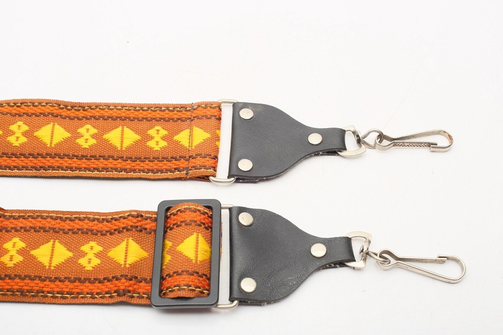 RETRO camera shoulder Strap Brown+Orange+Yellow Patterns- Hippie Type+Groovie