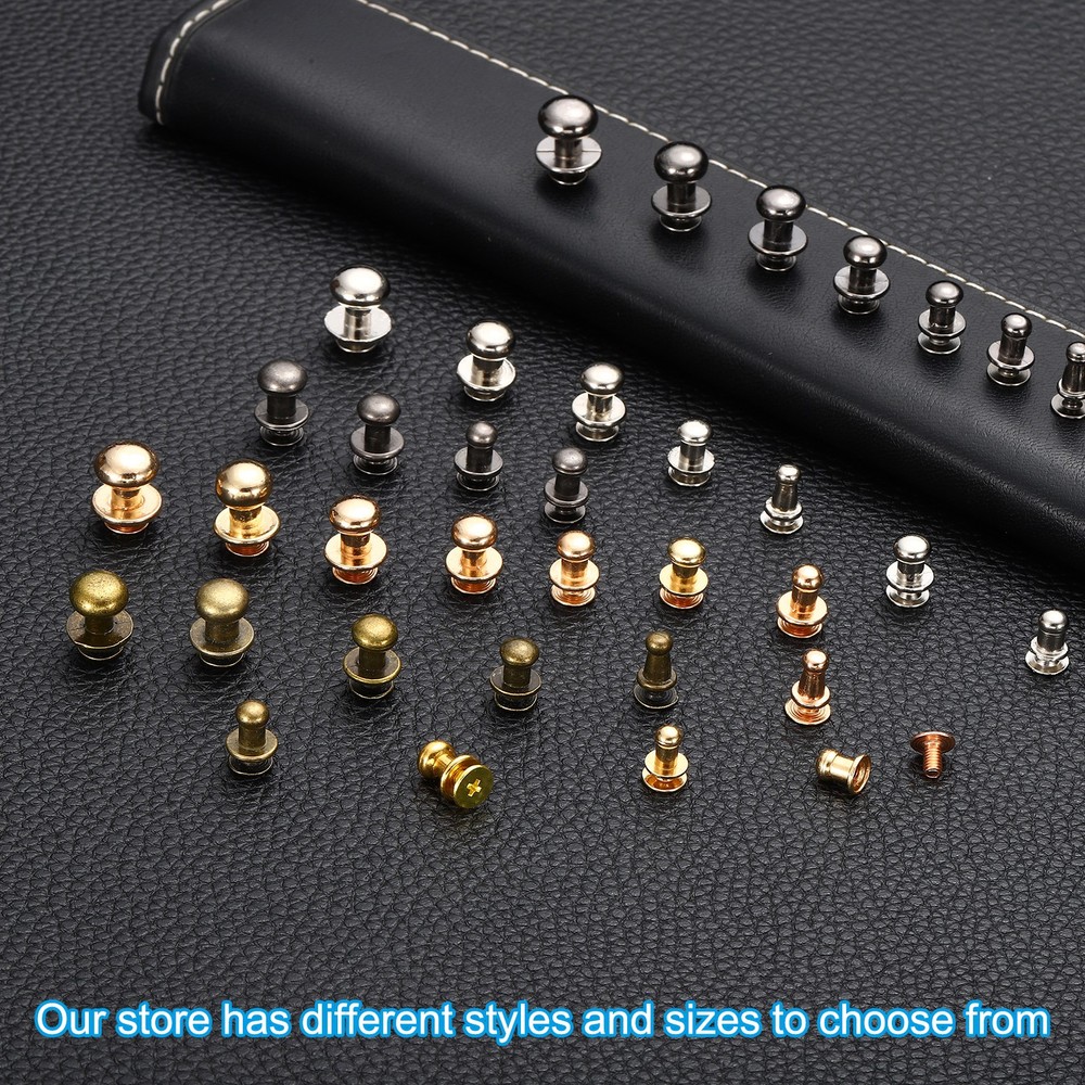 30 Sets 8mm Studs and Spikes Leather Rivets Cone Spikes Button Head Bronze