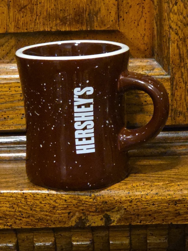 Vintage Brown HERSHEY CHOCOLATE MUG HEAVY THICK Wall DINER Style THROWBACK