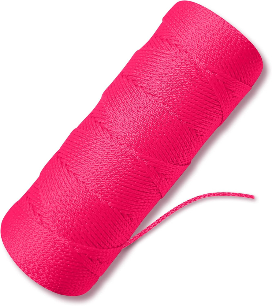 Fluorescent Pink Mason Line String Line - #18 Braided Nylon String - 250 Ft Leng
