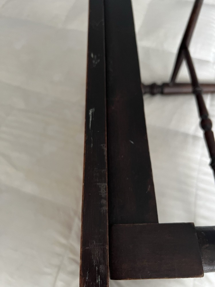 Solid Walnut Vanity Bench Piano Stool Cane Bottom Turned Legs Antique Or Vintage