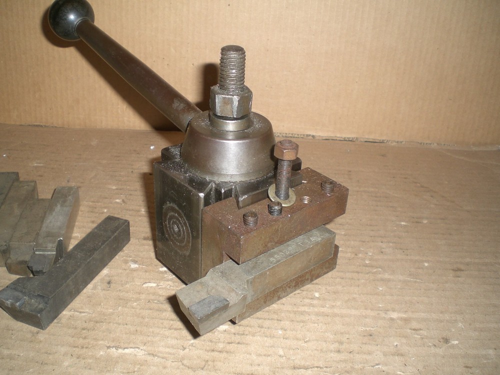 Genuine Aloris CX tool post with 1 tool holder 7 cutting bits