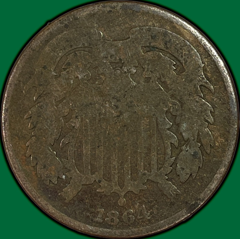 1864 Two Cent Piece Good G Coin #38316