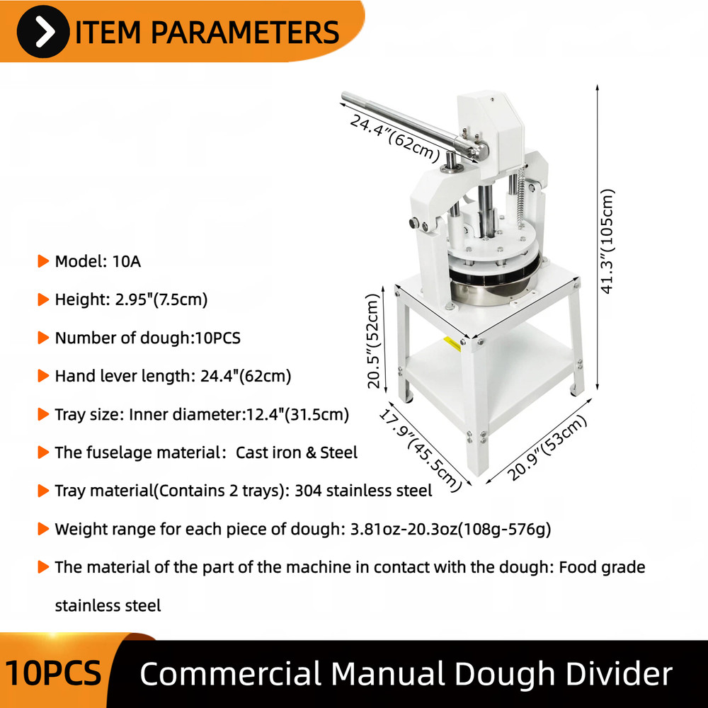 10-Piece Manual Dough Portioner Even Divider for Bakery Dough Processing