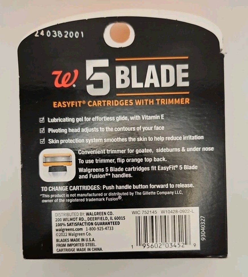Walgreens 5 Blade Easyfit Cartridges 8 Pack Cartridges NEW