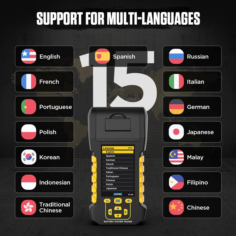 Car Battery Tester Analyzer Battery Load Tester Cranking Charging Diagnostic