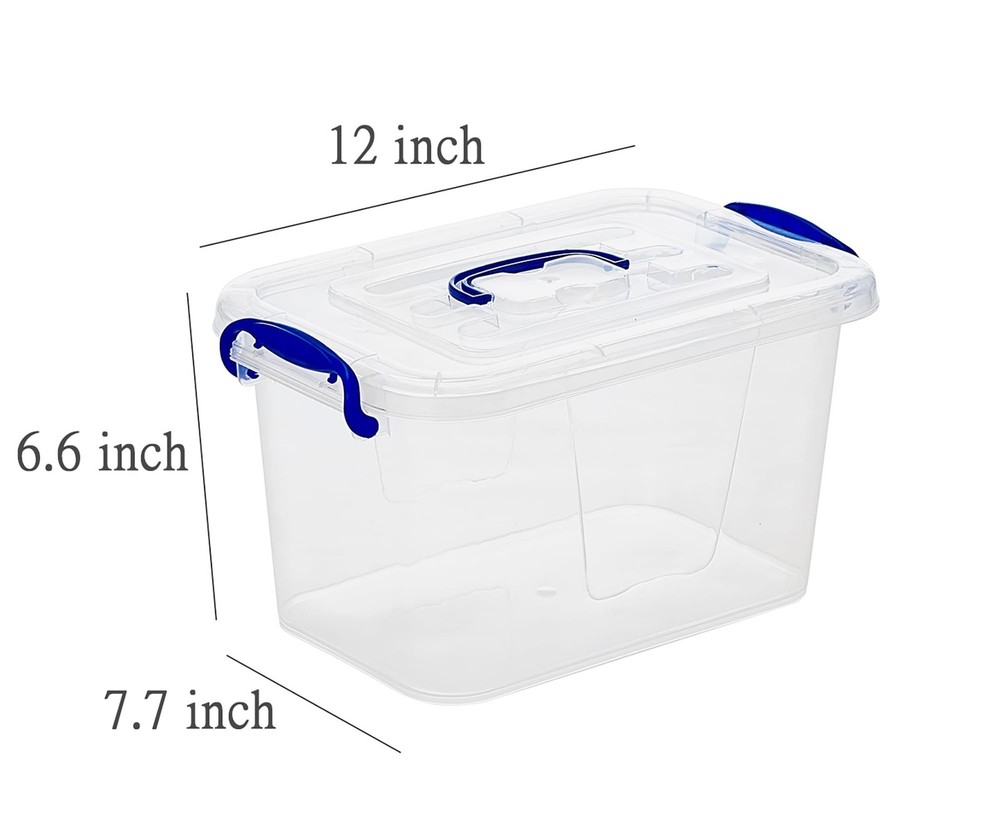 6-Pack Clear Plastic Storage Bin with Lids, Stackable Organizer Box with Latc...